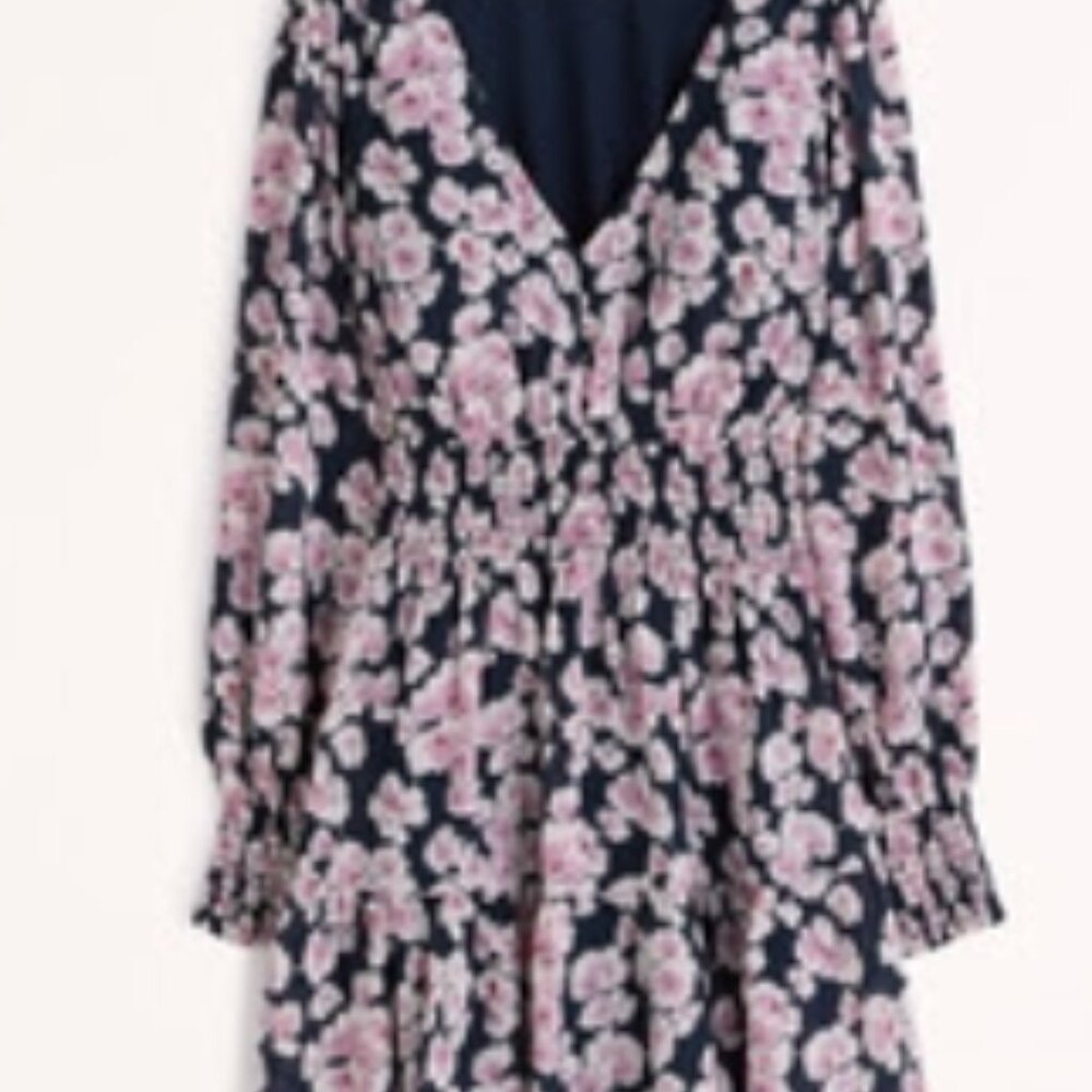 Abercrombie Long-Sleeve Smocked Waist Mini Dress (Petite XS) - Picture 3 of 5